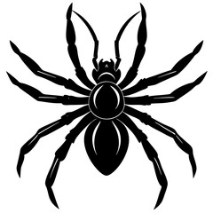 Obraz premium Detailed black spider silhouette with eight legs spread wide against a white background