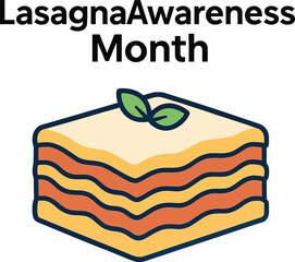 Lasagna Awareness Month Vector – Stylized Lasagna Slice