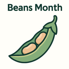 Beans Month Vector – Stylized Bean Pod