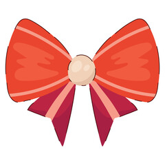 Hand Drawn Ribbon Icon with Stripes Isolated on White Background. Holiday vintage ribbon. Cute funny bowknot perfect for Holiday events, cards, posters, patterns, gifts