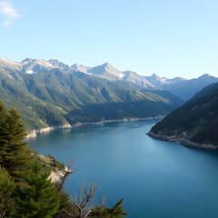 Obraz premium Serene Mountain Lake Landscape