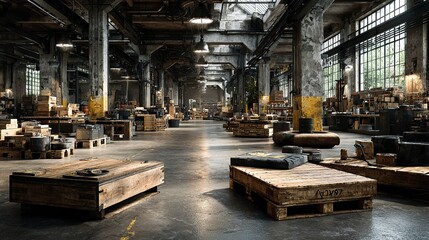 Industrial building site with metal framework, construction tools, and structural elements in progress --chaos 100  