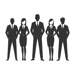 Stylish black silhouette of a confident business team