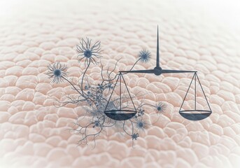 Conceptual balance of skin microbiome over textured healthy skin background