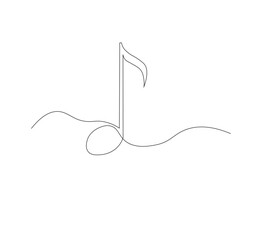 Simple and continuous one-line Music Drawing. white background,Musical notes in simple outline illustration. Editable line vector