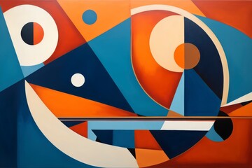 Abstract Cubist Geometric Painting with Bright Colors – 12K Resolution