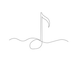 Simple and continuous one-line Music Drawing. white background,Musical notes in simple outline illustration. Editable line vector