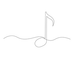Simple and continuous one-line Music Drawing. white background,Musical notes in simple outline illustration. Editable line vector