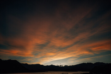 Sunset in Wanaka Lake, New Zealand