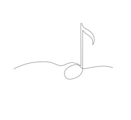 Obraz premium Simple and continuous one-line Music Drawing. white background,Musical notes in simple outline illustration. Editable line vector