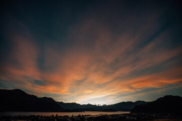 Sunset in Wanaka Lake, New Zealand