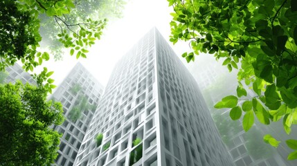 A realistic high-quality stock photo representing 'sustainability building', styled with white tones, evoking a sense of energetic, designed to appeal to illustrators. The composition should align wit