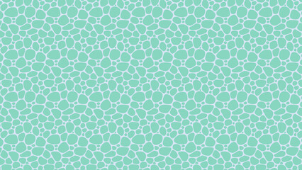 A seamless pattern of light green rounded shapes with white outlines on a light green background