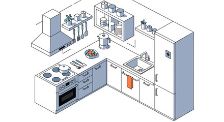 Efficient Kitchen Design Optimizing Space with Essential Appliances and Smart Storage Solutions Showcase