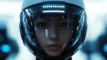 Fototapeta premium Woman futuristic helmet