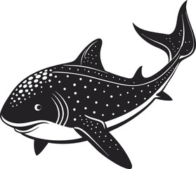 This collection of black and white images features illustrations of sharks