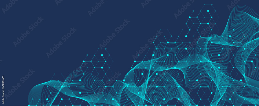 Leinwandbilder Abstract digital blockchain cube blocks concept. 3D big data cubes quantum computer technology idea. Artificial intelligence data core cubes design element