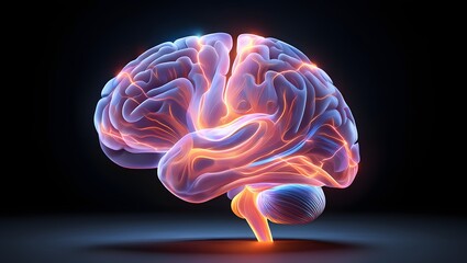 Human brain illustration for medical research and science education with neural activity