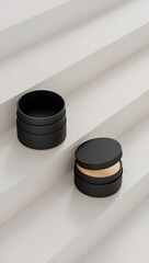 Buy matte black cosmetic containers online round stackable makeup storage jars with lids