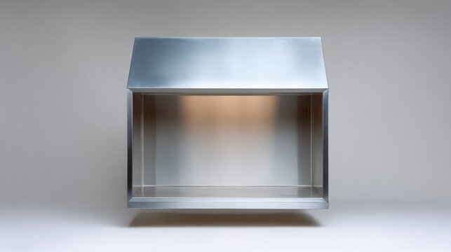 A laminar flow hood viewed from the outside with a single item inside and copy space