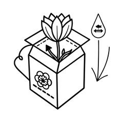 Flower bulb box with bloom instructions and labels Vector illustration