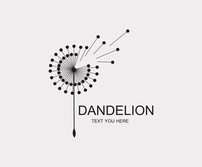 Dandelion flower logo simple creative template on white background . Vector design