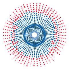 Perfect Circle of Small Patriotic Stars in Motion Burst Design Isolated to Transparent Background