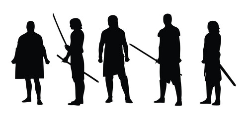 Medieval Knights with Swords Silhouette Collection