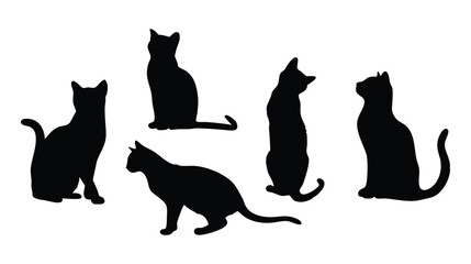 Various Cat Poses Silhouette Collection