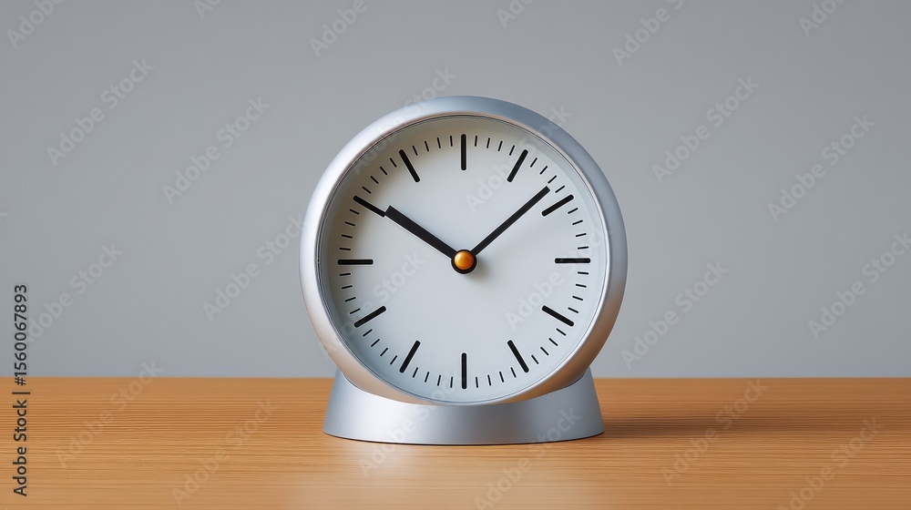 Aufkleber a sleek minimalist table clock on a plain desk with clear space for design