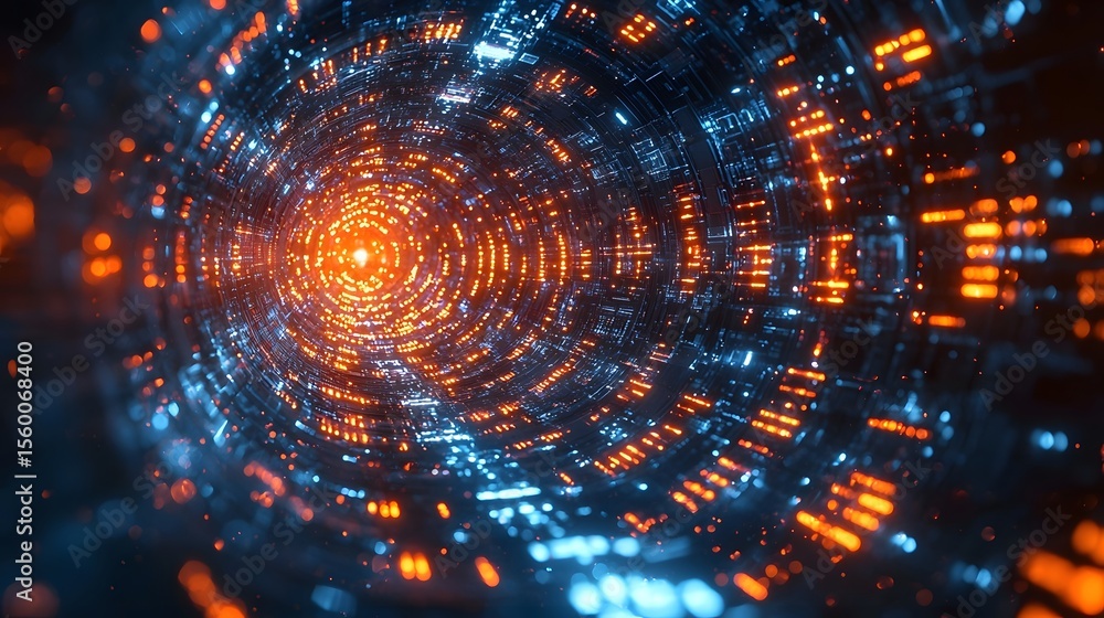 Poster quantum teleportation device being hijacked by a hacker distorting digital reality