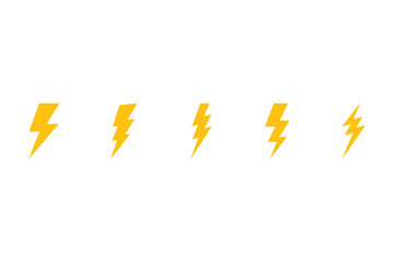 Five yellow lightning bolts in a horizontal line