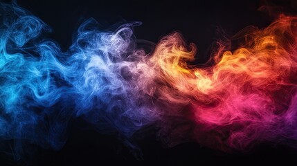 Asymmetrical Multicolored Smoke on Black Background