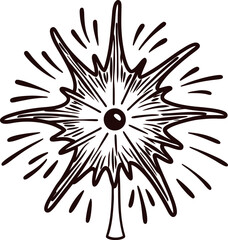 Obraz premium Hand drawn explosive burst with radiating lines vintage black ink sketch of explosion star symbol on white background