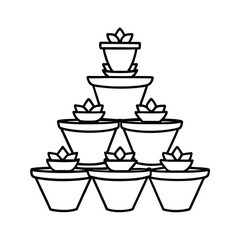 Triangle stack of clay flower pots in gardening layout Vector illustration