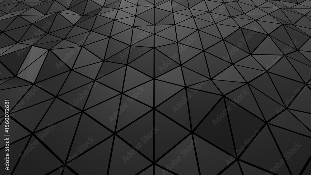 Poster 3d abstract black triangle background. 3d rendering illustration not ai