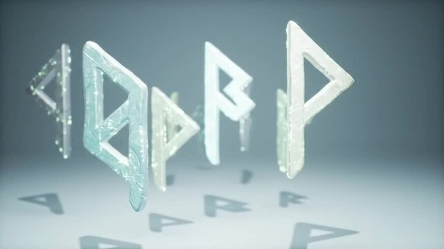 Floating Algiz Runes Mystic, Glassy, Ancient Norse Symbols