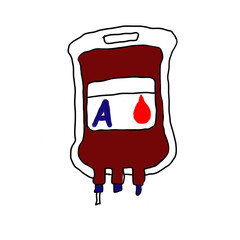 Drawing of a blood bag of the first blood type