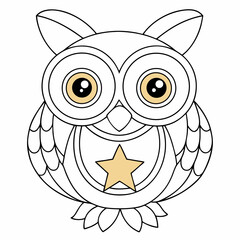 Cute Cartoon Owl with Gold Star