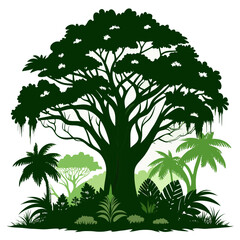 Forest Tree Illustration – Natural Green Landscape Silhouette