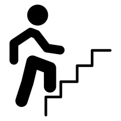 Icono hombre subiendo escalones. Símbolo salida de emergencia 