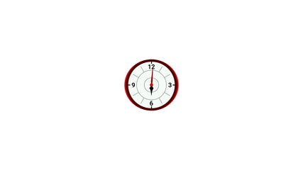 Round wall clock blue animation. The timer counts down the time. Wall clock time working office hours animated. Black clock icon with moving arrows in 12 hour loop. Stopwatch animation.