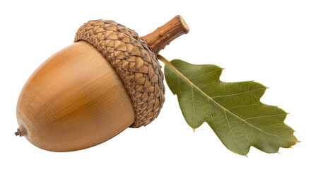 Isolated Acorn with Leaf