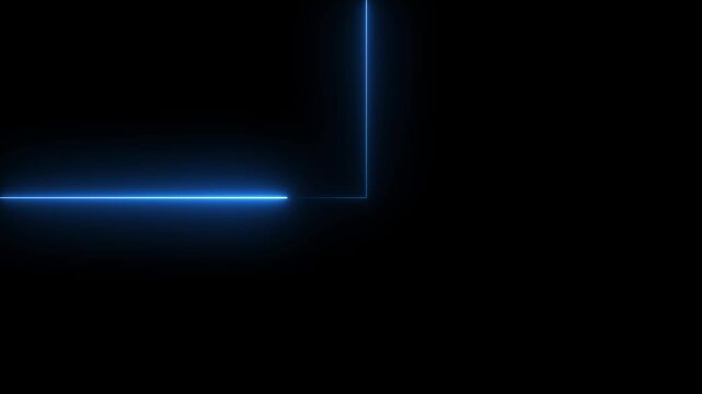 90 degree angle Straight neon line animation glowing background video on black background. Seamless loop animation of glowing horizontal neon line. colorful neon line moving