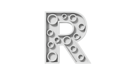 Isolated Letter R with Circle Cutouts