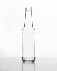 245ml Glass Bottle with 28mm Screw Neck and Bulging Center on White Background