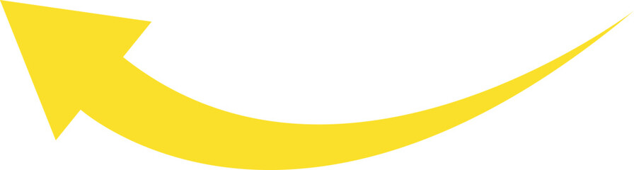 Yellow curved graph with arrow on white background