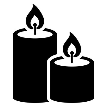 Icono silueta de velas de cera con llamas