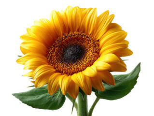 Obraz premium Sunflower's Sunny Embrace: A vibrant sunflower, radiating warmth and joy, showcases its bright yellow petals and dark center, capturing the essence of summer and natural beauty. 