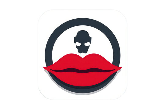 2d icon representing 'omert&agrave;' (the code of silence), with a simple mouth that has its lips zipped shut, minimalist design, solid red and gray colors, clean sharp lines, no shadows